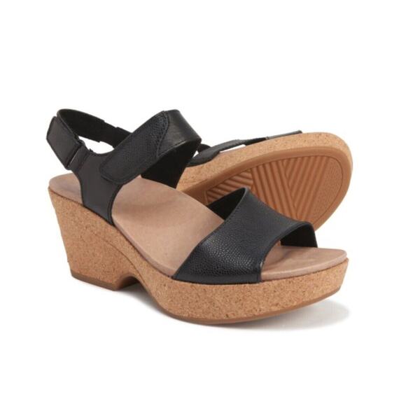 Earth Sandals Dark Academia Size 11 Khaya Kella Leather Open Toe Platform Black - Picture 7 of 8